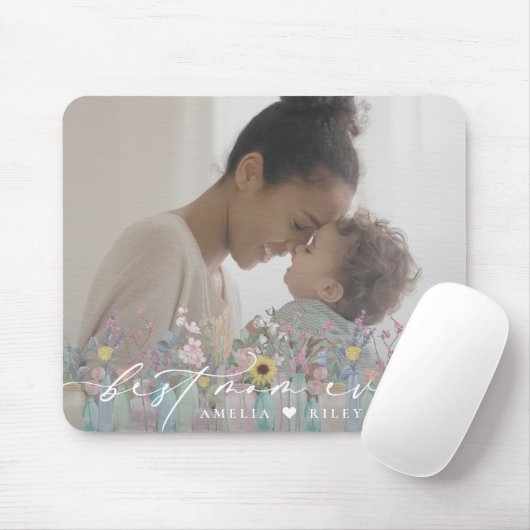 Modern Beste Moeder Ooit Script Elegant Flowers Fo Muismat (Met muis)