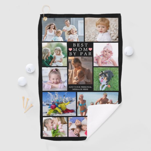 Modern BESTE MOM DOOR PAR Photo Collage Persoonlij Golfhanddoek (Insitu)