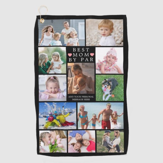 Modern BESTE MOM DOOR PAR Photo Collage Persoonlij Golfhanddoek (Voorkant)