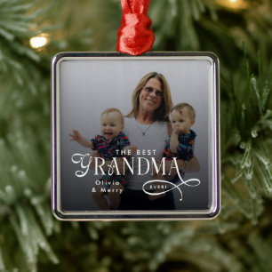 Modern Beste Oma Ooit Foto Persoonlijk Metalen Ornament