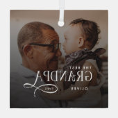 Modern Beste Opa Ooit Foto Persoonlijk Glas Ornament (Achterkant)