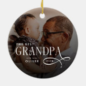 Modern Beste Opa Ooit Foto Persoonlijk Keramisch Ornament (Achterkant)