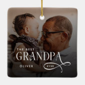 Modern Beste Opa Ooit Foto Persoonlijk Keramisch Ornament (Achterkant)