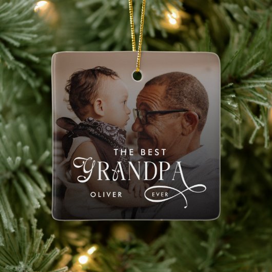 Modern Beste Opa Ooit Foto Persoonlijk Keramisch Ornament (Boom)
