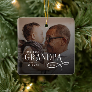 Modern Beste Opa Ooit Foto Persoonlijk Keramisch Ornament