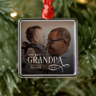 Modern Beste Opa Ooit Foto Persoonlijk Metalen Ornament