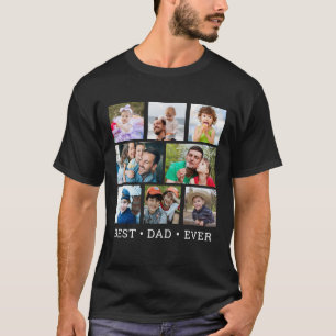Modern Beste Papa Ooit 8 Foto Collage Zwart T-shirt