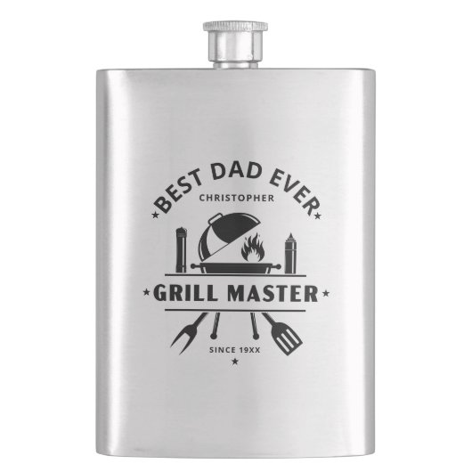 Modern Beste Papa Ooit Grill Meester Gepersonalise Flacon (Voorkant)