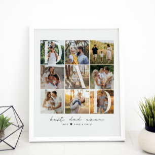 Modern Beste Papa Ooit Script 9 Fotorooster Papa G Poster