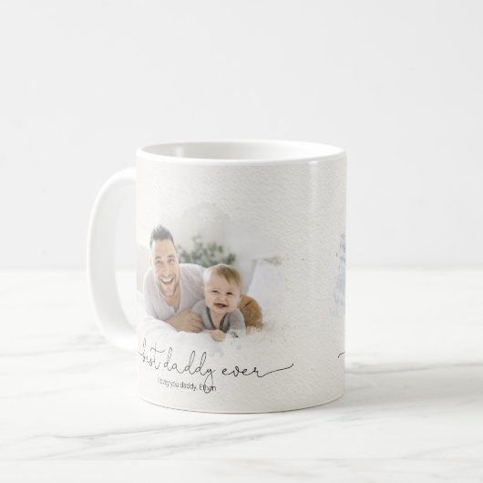 Modern Beste Papa Ooit Script Quote Namen Jaar Koffiemok (Voorkant links)