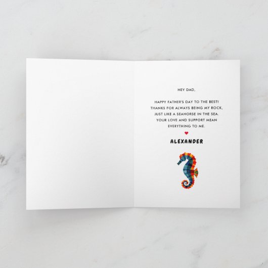 Modern Beste Papa Ooit Vaderdag Seahorse Foto Kaart (Binnen)