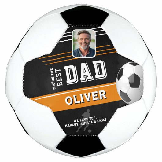 Modern Beste Papa Vader Geschenk Foto Voetbal  (Voorkant)