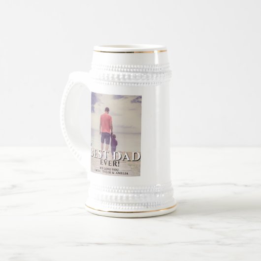 Modern beste vader ooit Foto vaderdag Bierpul (Voorkant links)