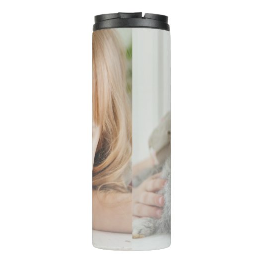 Modern beste vader volledige fotovaderdag thermosbeker (Achterkant)