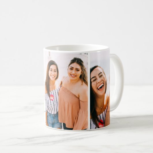 Modern Beste Vrienden BFF Hart Script Drie Foto Koffiemok (Voorkant rechts)