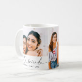 Modern Beste Vrienden BFF Hart Script Drie Foto Koffiemok (Voorkant links)