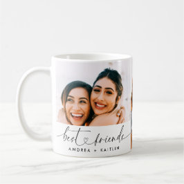 Modern Beste Vrienden BFF Hart Script Drie Foto Koffiemok