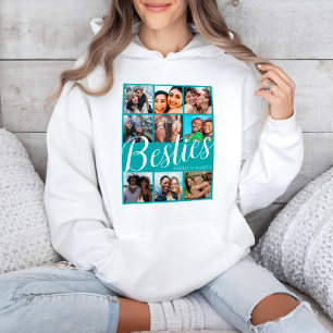 Modern Beste Vriendin Groene & Witte 9 Foto Collag Hoodie