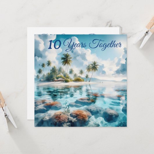 Modern Bestemming strand Maldiven Blauw Wit Koraal Kaart (Voorkant / Achterkant in situ)