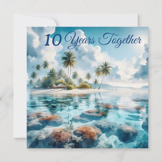 Modern Bestemming strand Maldiven Blauw Wit Koraal Kaart (Voorkant)