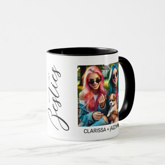 Modern Bestie Black Script 2 Foto Mok (Voorkant rechts)