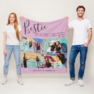 Modern Bestie Quote Foto Collage Persoonlijk BFF Fleece Deken
