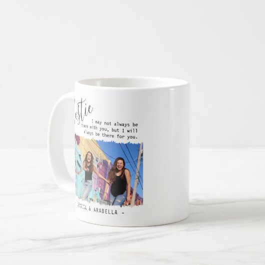 Modern Bestie Quote Foto gepersonaliseerd BFF Koffiemok (Voorkant links)