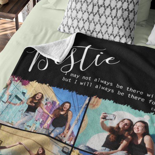 Modern Bestie Quote Photo Collage Personalized BFF Fleece Deken