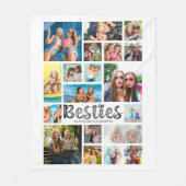 Modern BESTIES 19 Foto Collage White Gray Fleece Deken (Voorkant)