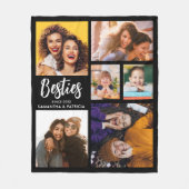 Modern Besties 6 Fotocollage Beste Vriend Zwart Fleece Deken (Voorkant)