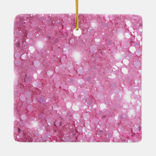 Modern Besties Beste Vriend Pink Glitter 2 foto Keramisch Ornament (Achterkant)