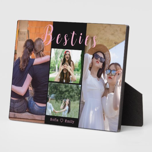 Modern Besties BFF 4-foto collage plaque Fotoplaat (Zijkant)