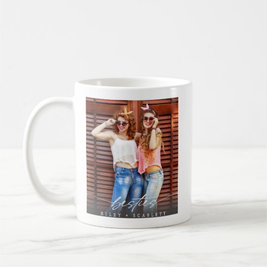 Modern Besties BFF Photo Script Coffee Mug  Koffiemok (Links)