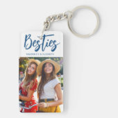 Modern Besties Foto Collage Script Uw kleuren Sleutelhanger (achterkant)