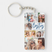 Modern Besties Foto Collage Script Uw kleuren Sleutelhanger (Voorkant)