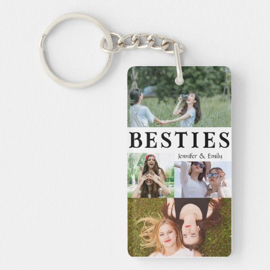 Modern Besties Fotocollage – Schattige & Aangepast Sleutelhanger (Voorkant)
