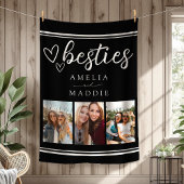 Modern Besties Photo Collage Black and White  Fleece Deken