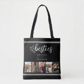 Modern Besties Photo Collage Black and White Tote Bag (Voorkant)
