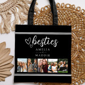 Modern Besties Photo Collage Black and White Tote Bag