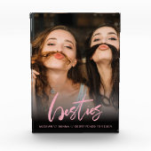 Modern Besties roze calligrafie overlay Fotoblokken (Voorkant)