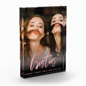 Modern Besties roze calligrafie overlay Fotoblokken (Links)