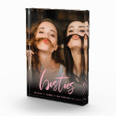 Modern Besties roze calligrafie overlay Fotoblokken (Rechts)