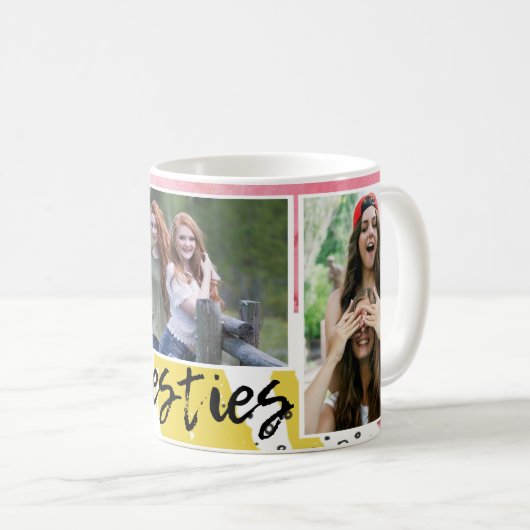 Modern Besties Typografie 3 Foto Collage Koffiemok (Voorkant rechts)