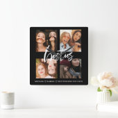 Modern Besties zwarte foto beste vrienden Vierkante Klok (Huis)