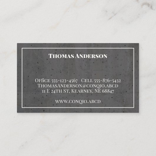 Modern beton wit en donkergrijs visitekaartje (Achterkant)