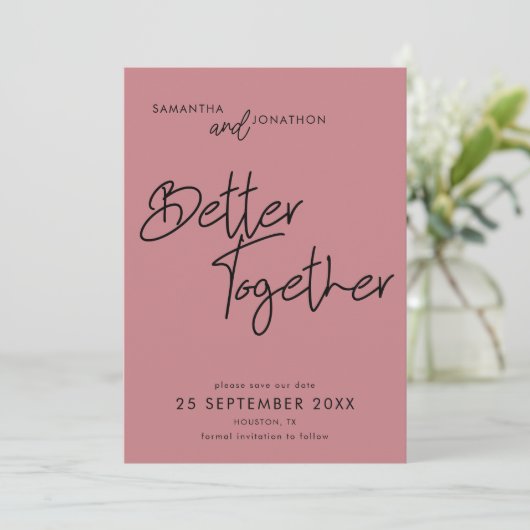 Modern Better Together Dusty Roos Save The Date (Staand voorkant)