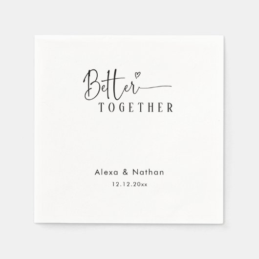 Modern Better Together Heart Gepersonaliseerde bru Servet (Voorkant)