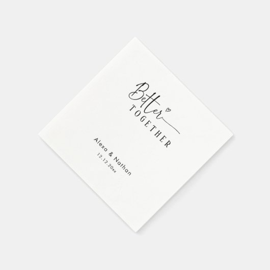 Modern Better Together Heart Gepersonaliseerde bru Servet (Hoek)