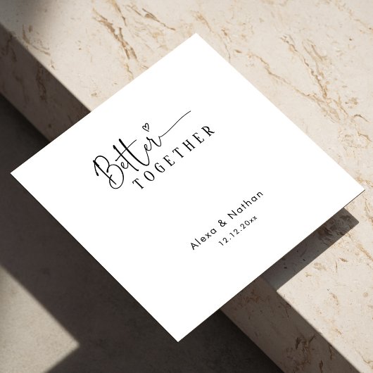 Modern Better Together Heart Gepersonaliseerde bru Servet