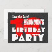 Modern Bewaar de datum 10e Verjaardagsfeestje W01F Aankondigingskaart (Voorkant / Achterkant)